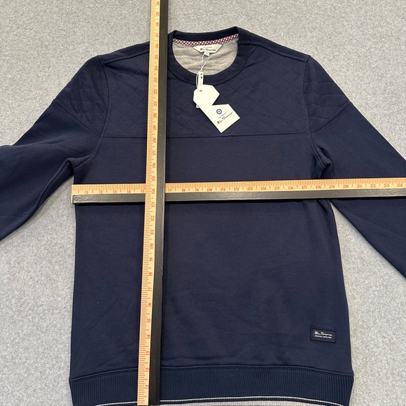 Ben Sherman Men’s Quilted Yoke Fleece Pullover - Navy Blazer - Picture 2 of 7